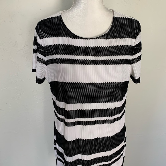 NEW YORK & COMPANY Striped Mesh Dress - Picture 2 of 7